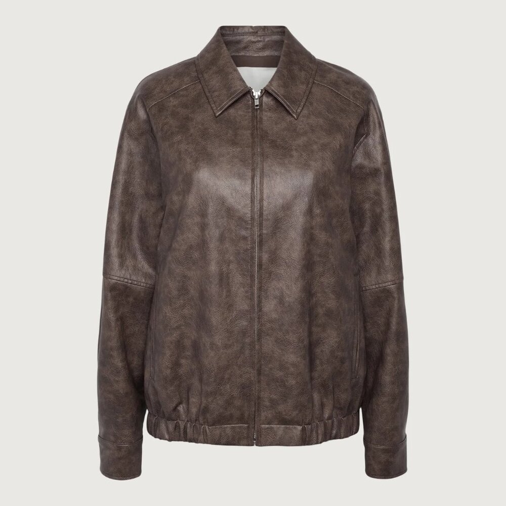 Oak + Fort VEGAN LEATHER BOMBER JACKET MEDIUM